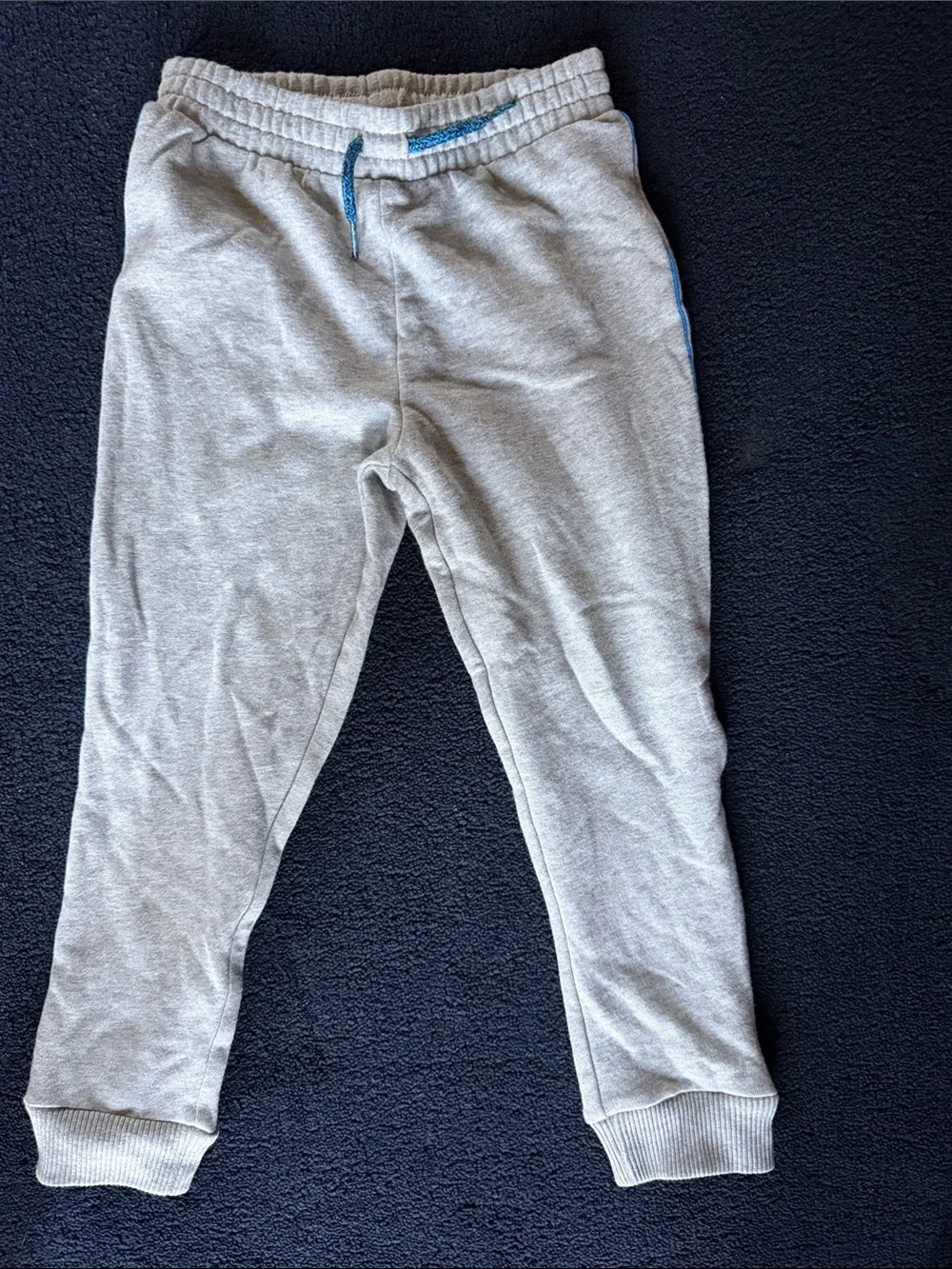 The Children's Place Light Gray Jogger Pants with Blue Drawstring Detail